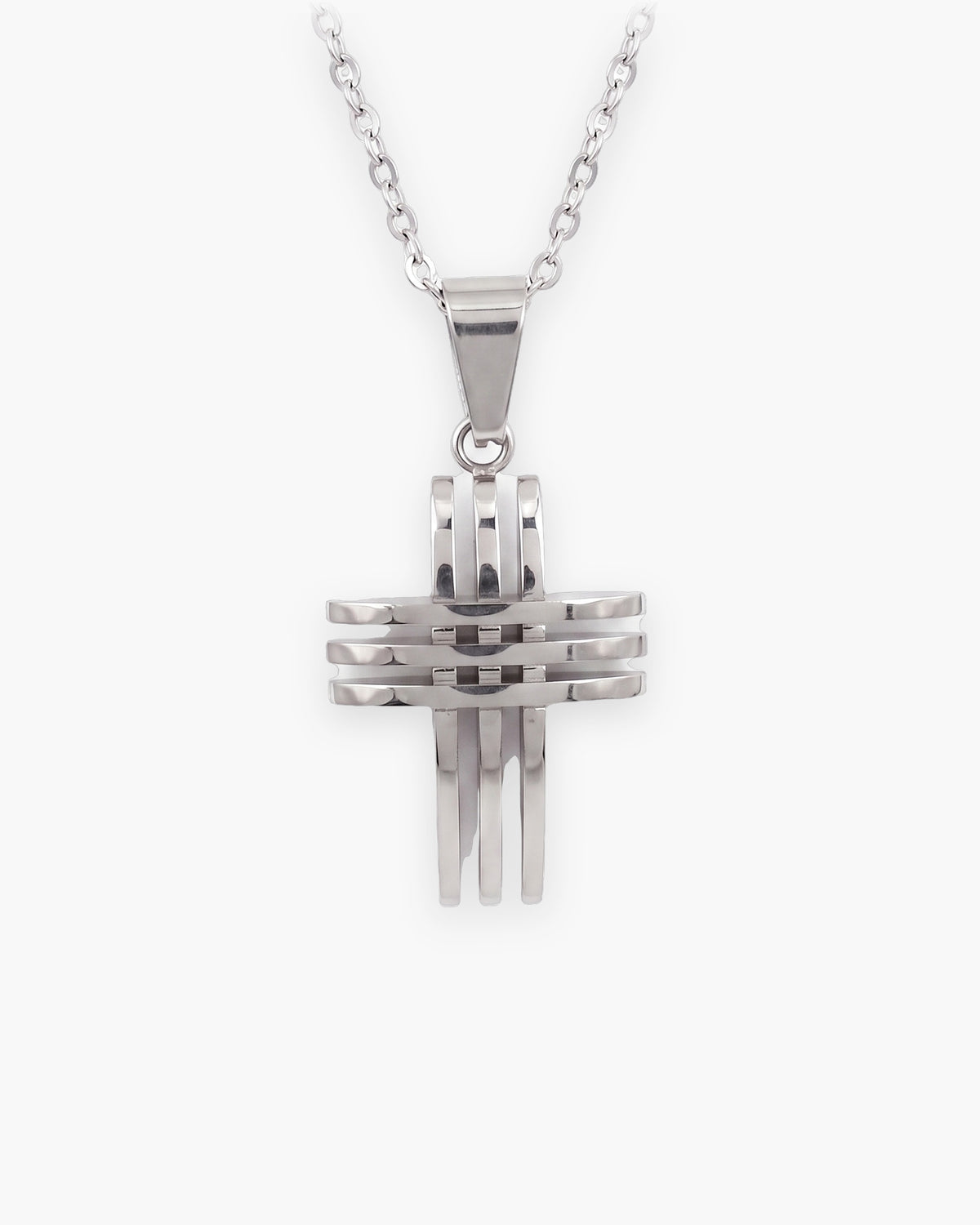 Atlas Interlocking Cross Pendant Necklace in silver-tone [c:silver]