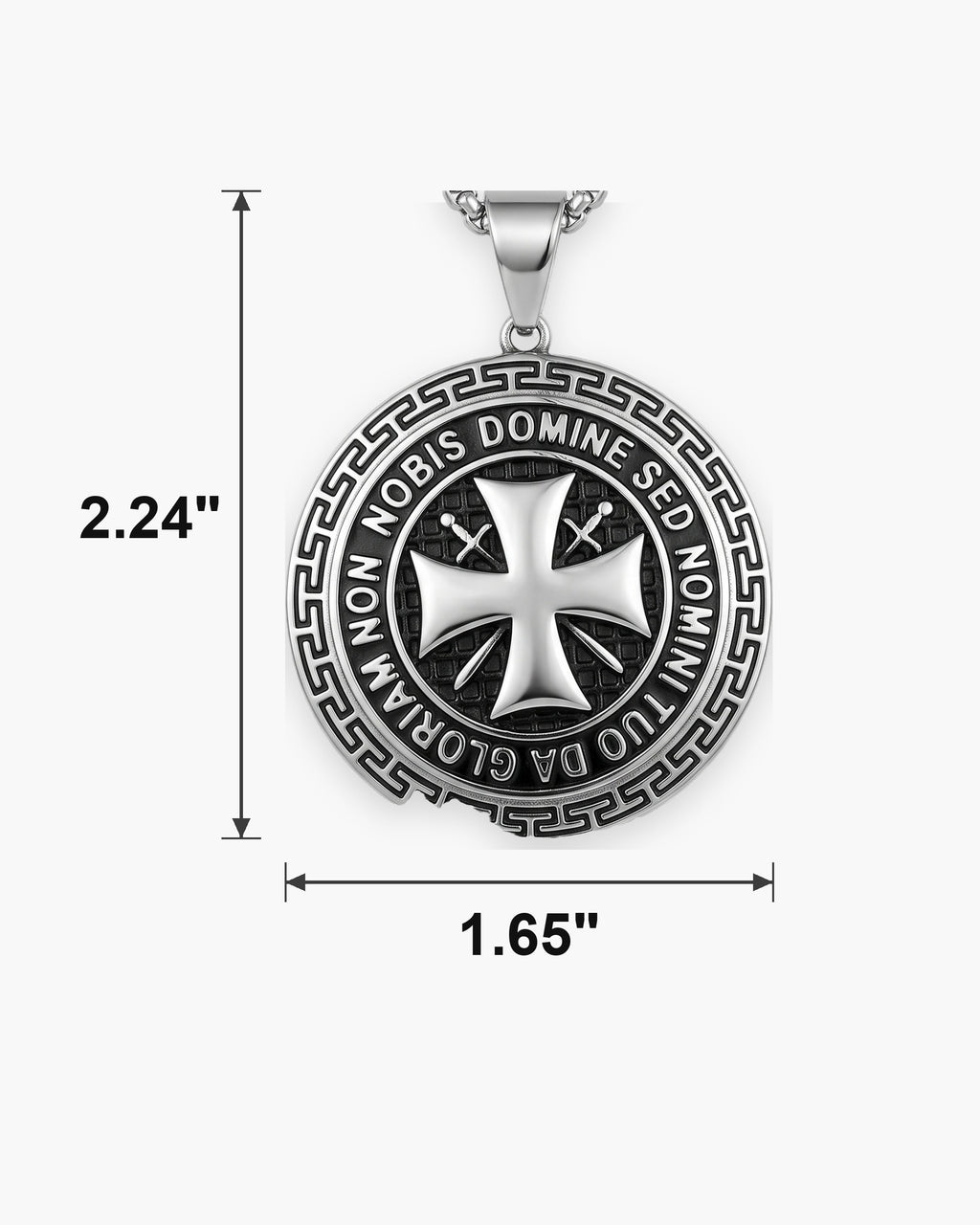 Atlas Knights Templar medallion dimensions 1.65 x 2.24 inches with bail [u:in]