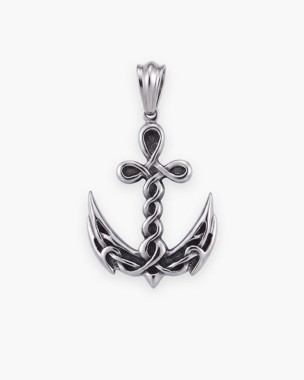 Atlas knotwork anchor pendant in silver-tone titanium steel [c:silver]