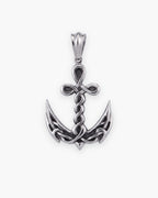 Atlas knotwork anchor pendant in silver-tone titanium steel [c:silver]