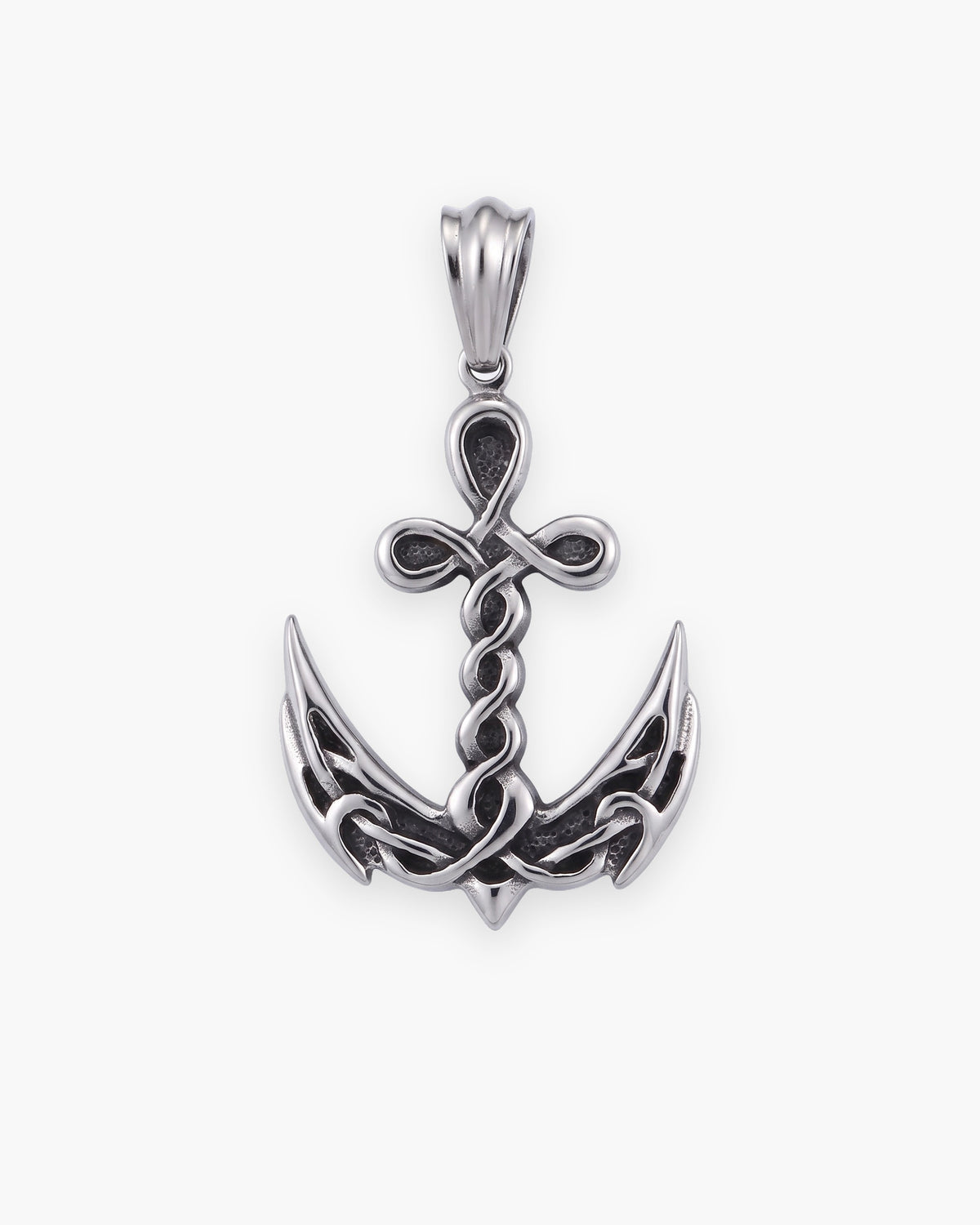 Atlas knotwork anchor pendant in silver-tone titanium steel [c:silver]
