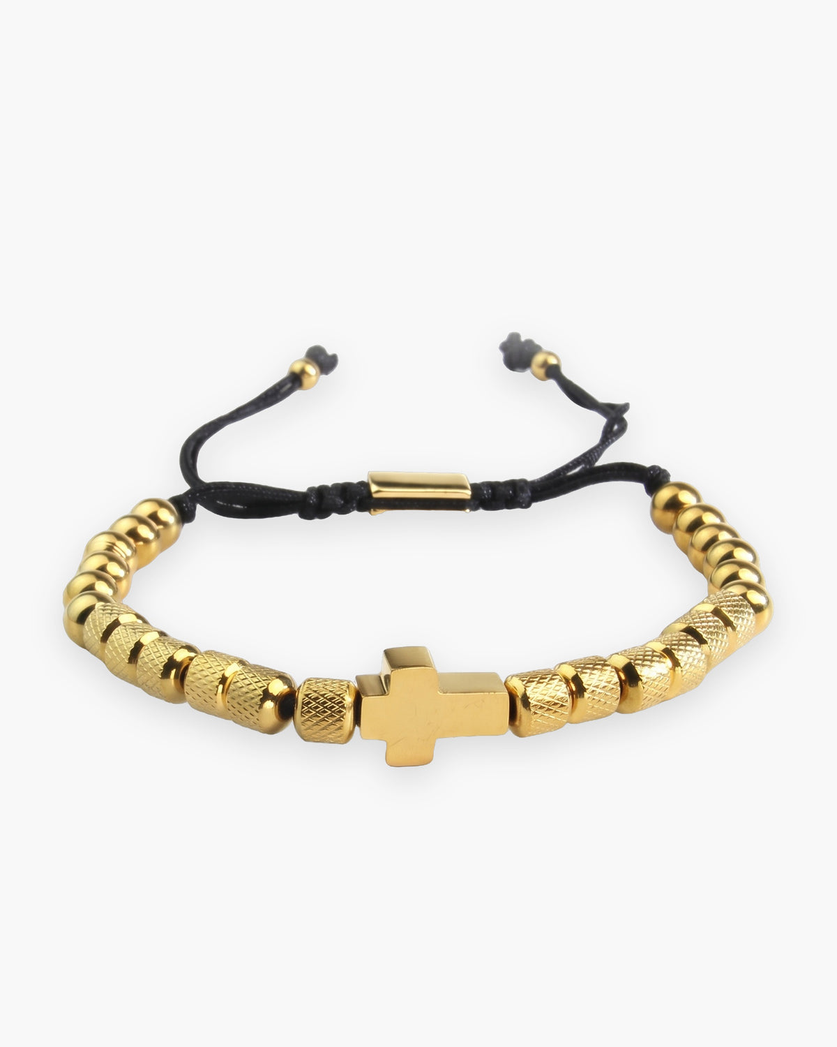 Atlas knurled cross bead bracelet in gold-tone stainless steel [c:gold]