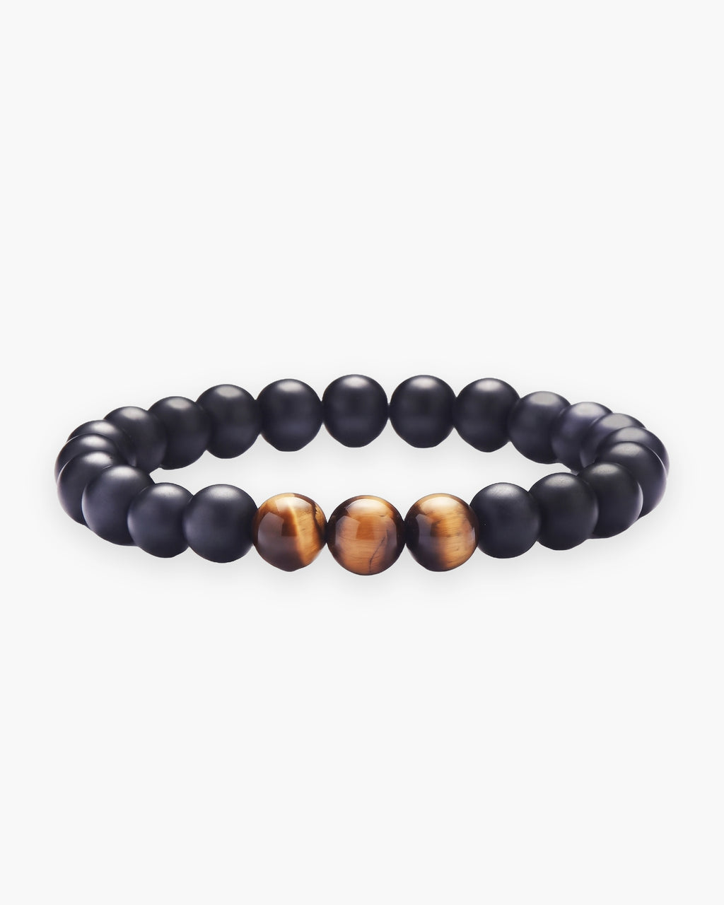 Atlas Lava and Tiger Eye Stone Bead Bracelet in Black & Tiger Eye [c:blacktigereye]
