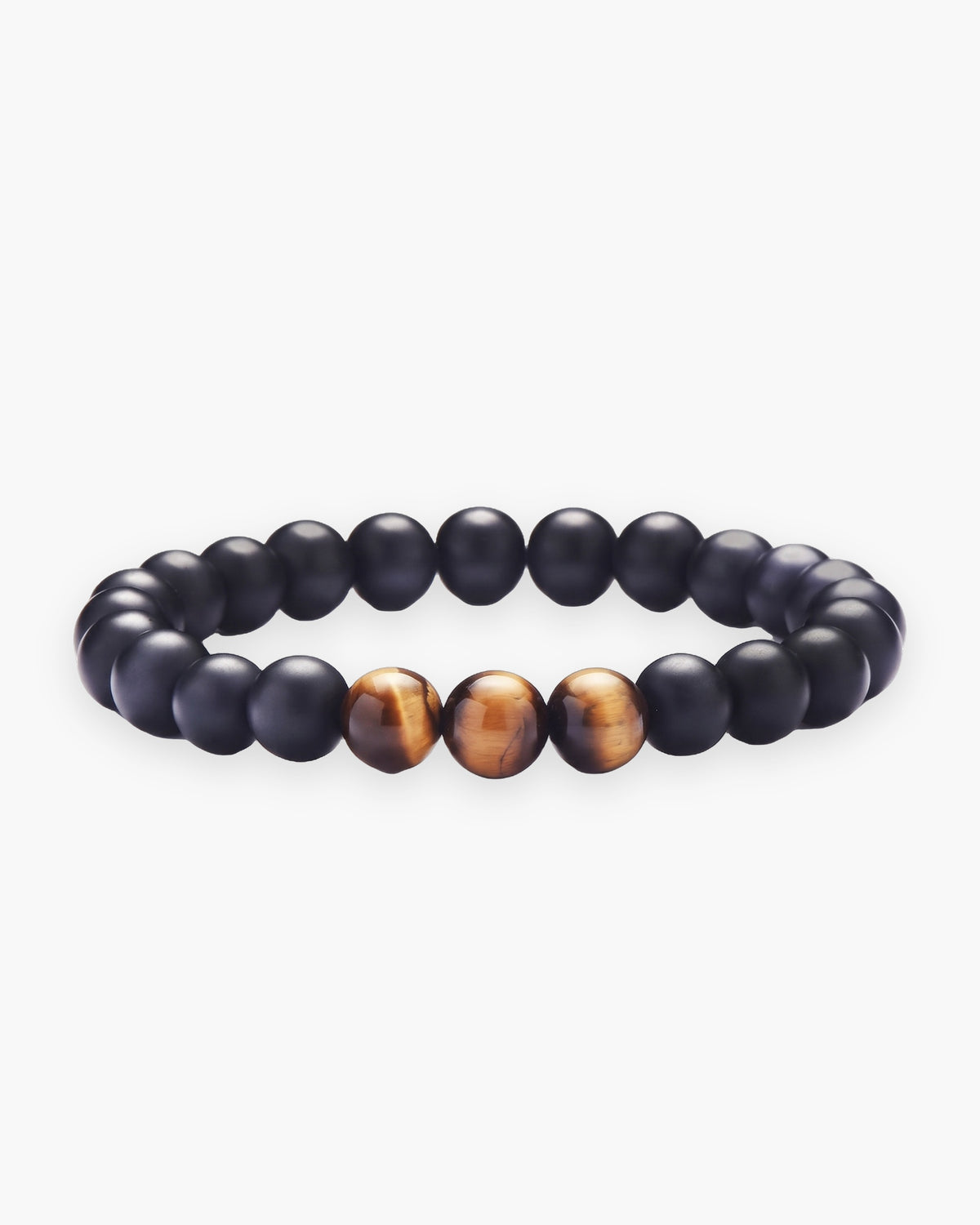 Atlas Lava and Tiger Eye Stone Bead Bracelet in Black & Tiger Eye [c:blacktigereye]