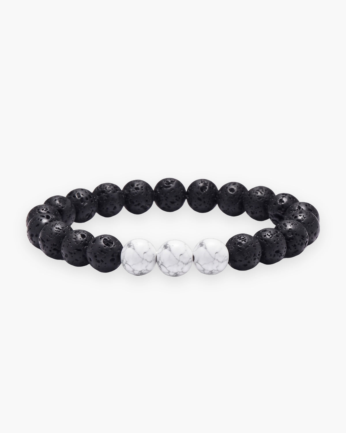 Atlas Lava and Tiger Eye Stone Bead Bracelet in Lava & White [c:lavawhite]