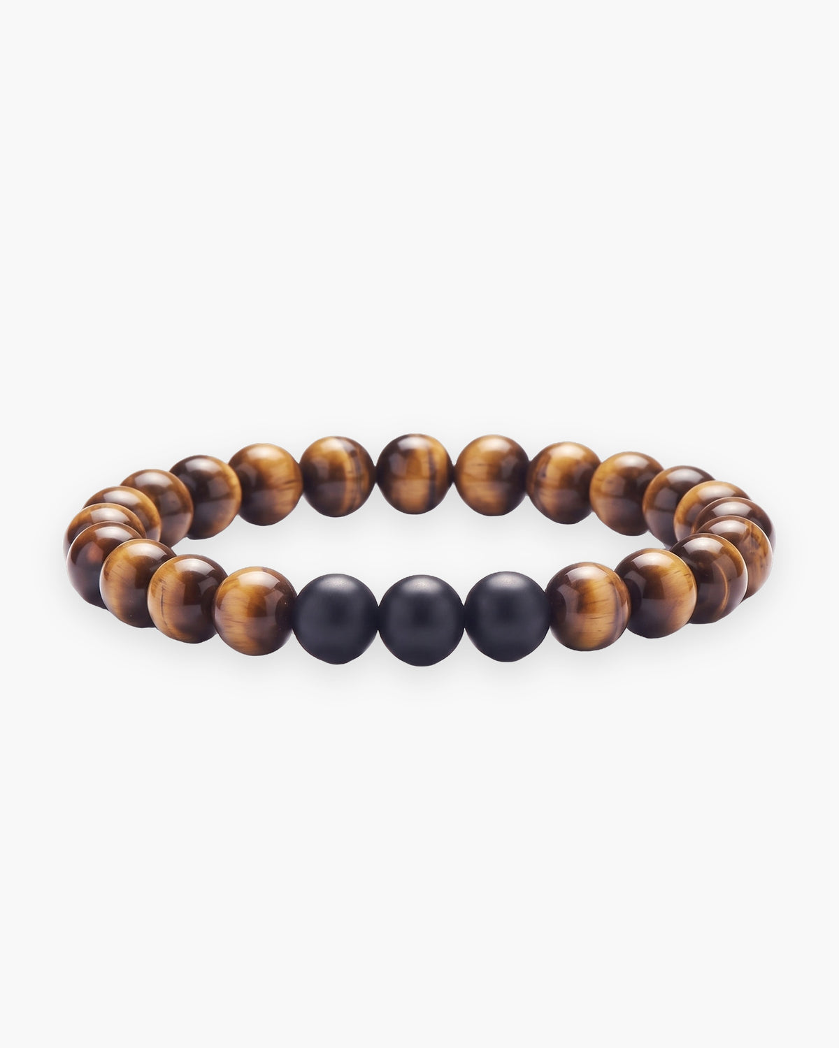 Atlas Lava and Tiger Eye Stone Bead Bracelet in Tiger Eye & Black [c:tigereyeblack]