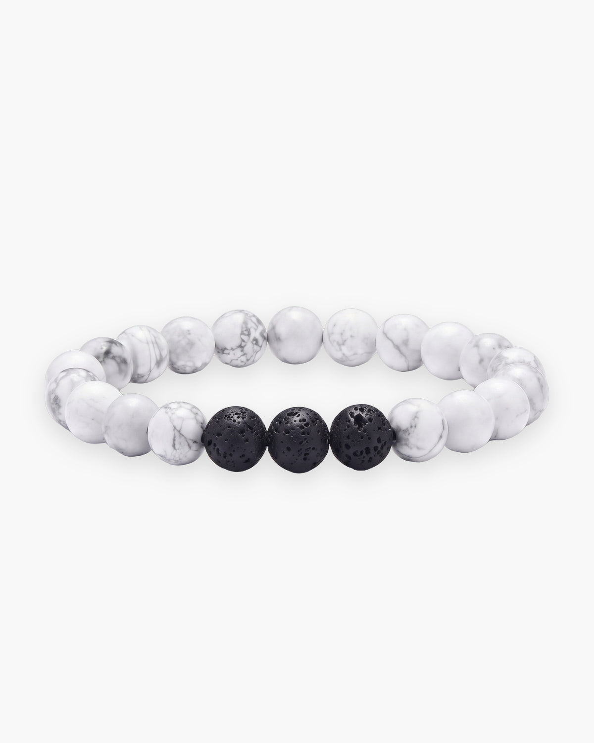 Atlas Lava and Tiger Eye Stone Bead Bracelet in White & Lava [c:whitelava]