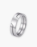 Atlas layered split band ring in silver stainless steel [c:silver]