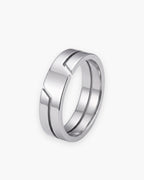 Atlas layered split band ring in silver stainless steel [c:silver]