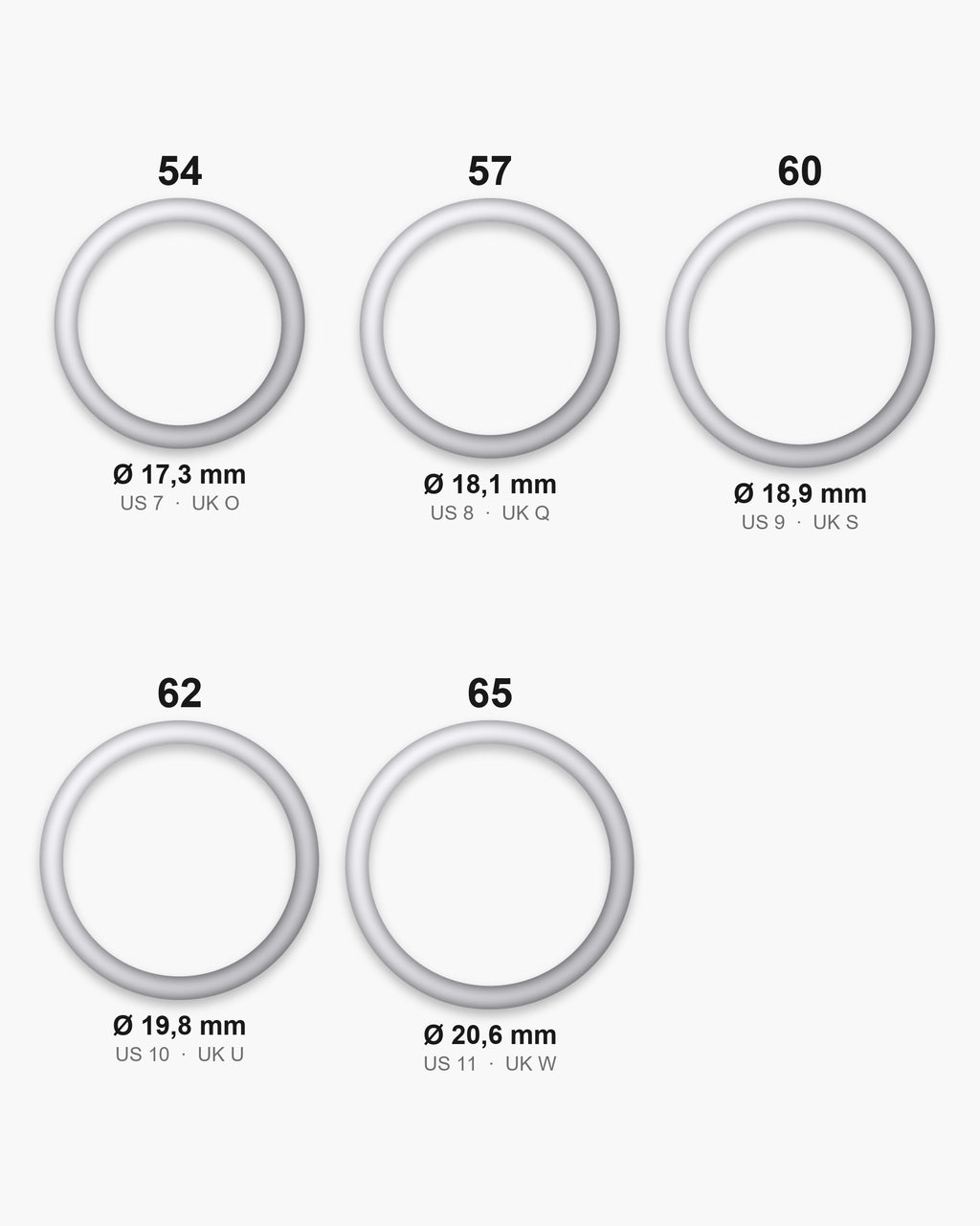 Atlas layered split band ring ring sizes 7 to 11 with inner diameters in mm [u:mm]