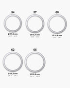 Atlas layered split band ring ring sizes 7 to 11 with inner diameters in mm [u:mm]