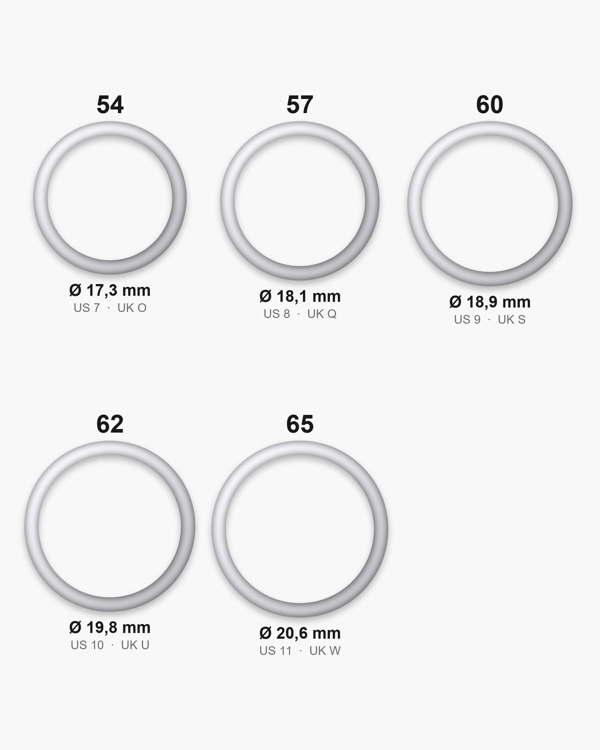 Atlas layered split band ring ring sizes 7 to 11 with inner diameters in mm [u:mm]