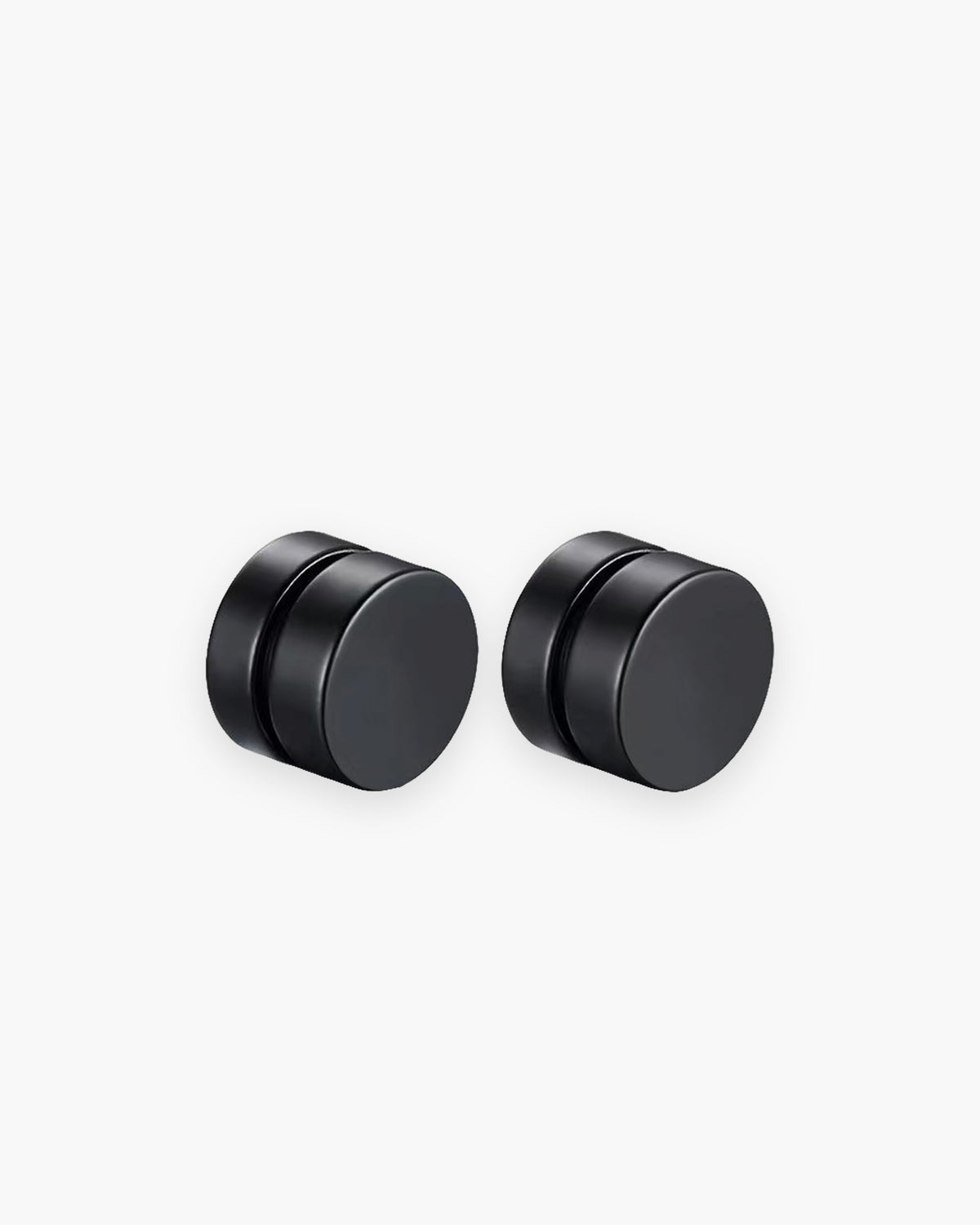 Atlas magnetic non-pierced disc stud earrings in black stainless steel, pair [c:blackdisc]