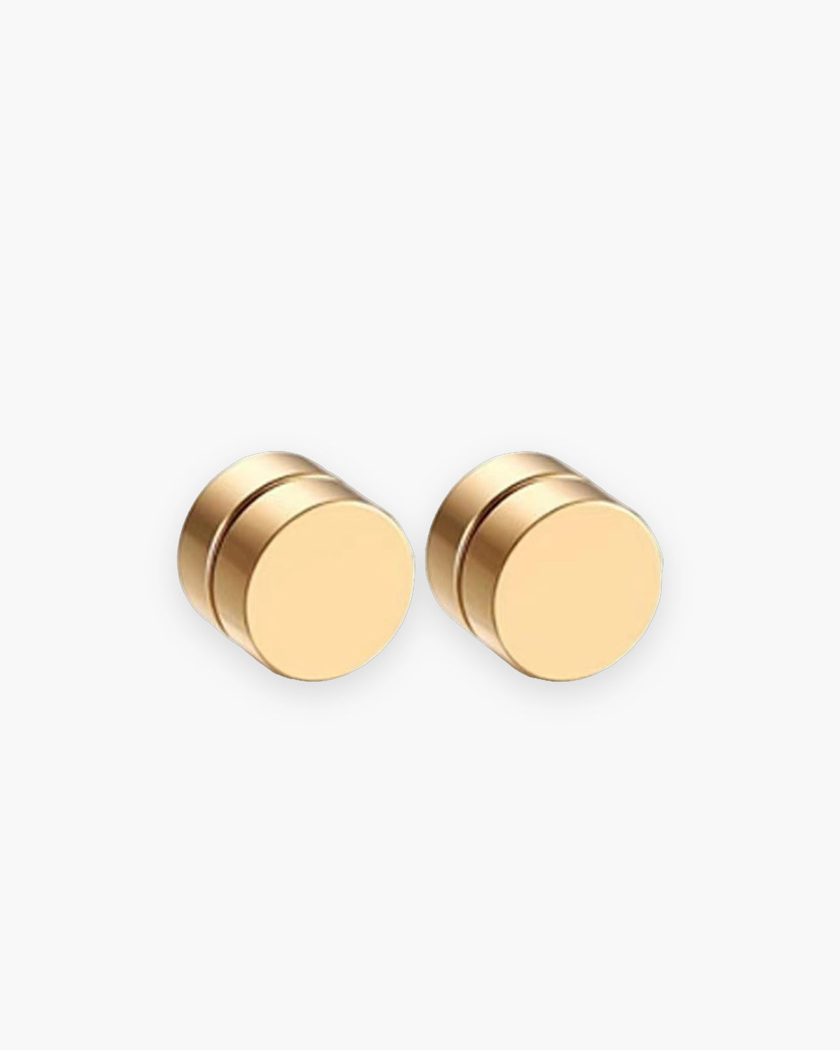 Atlas magnetic non-pierced disc stud earrings in gold-tone stainless steel, pair [c:golddisc]