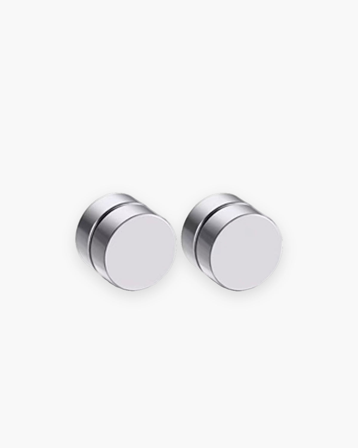 Atlas magnetic non-pierced disc stud earrings in silver stainless steel, pair [c:silverdisc]