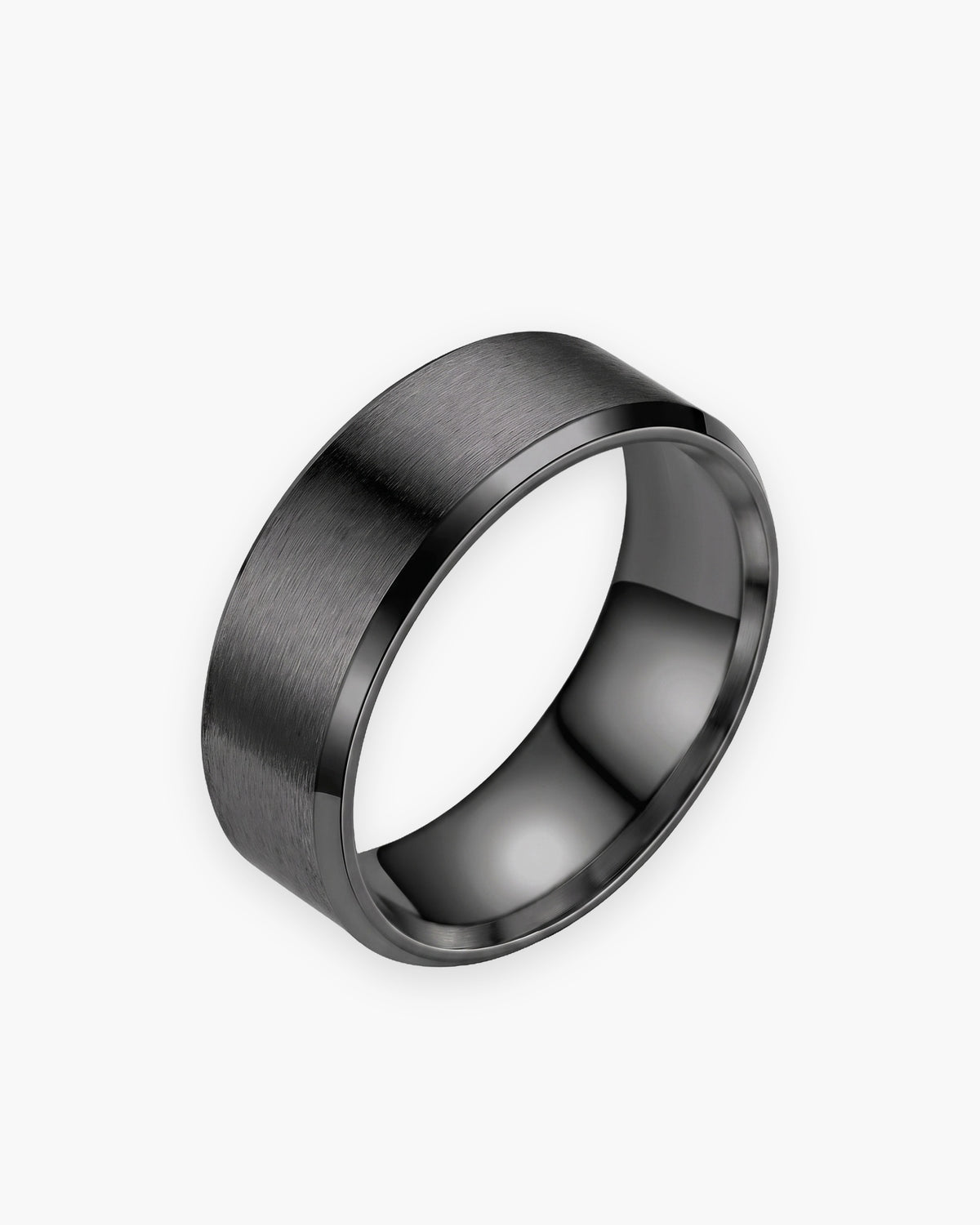 Atlas Matte Beveled Band Ring in black [c:black]