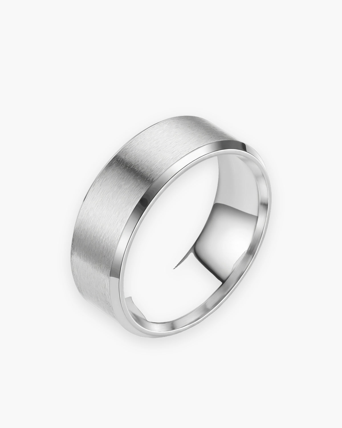 Atlas Matte Beveled Band Ring in silver-tone [c:silver]