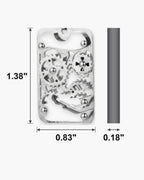 Atlas mechanical gear dog tag necklace dimensions at true scale: 0.83 x 1.38 inch, 0.18 inch thick [u:in]