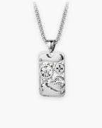 Atlas mechanical gear dog tag necklace in silver-tone titanium steel [c:silver]