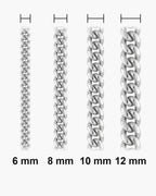 Atlas Miami Cuban Bracelet widths 6 to 12 mm shown at true scale [u:mm]