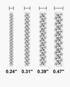 Atlas Miami Cuban Bracelet widths 0.24 to 0.47 inch shown at true scale [u:in]