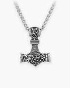 Atlas mjolnir hammer pendant necklace in silver-tone stainless steel [c:silver]