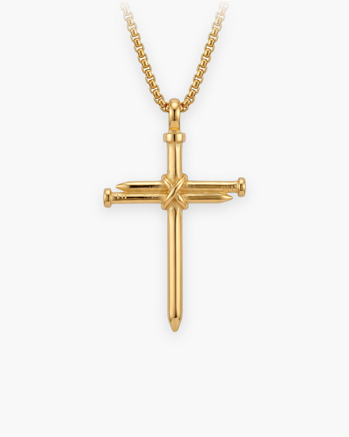 Atlas nail cross pendant necklace in gold-tone stainless steel [c:gold]
