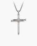 Atlas nail cross pendant necklace in silver-tone stainless steel [c:silver]