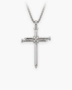 Atlas nail cross pendant necklace in silver-tone stainless steel [c:silver]