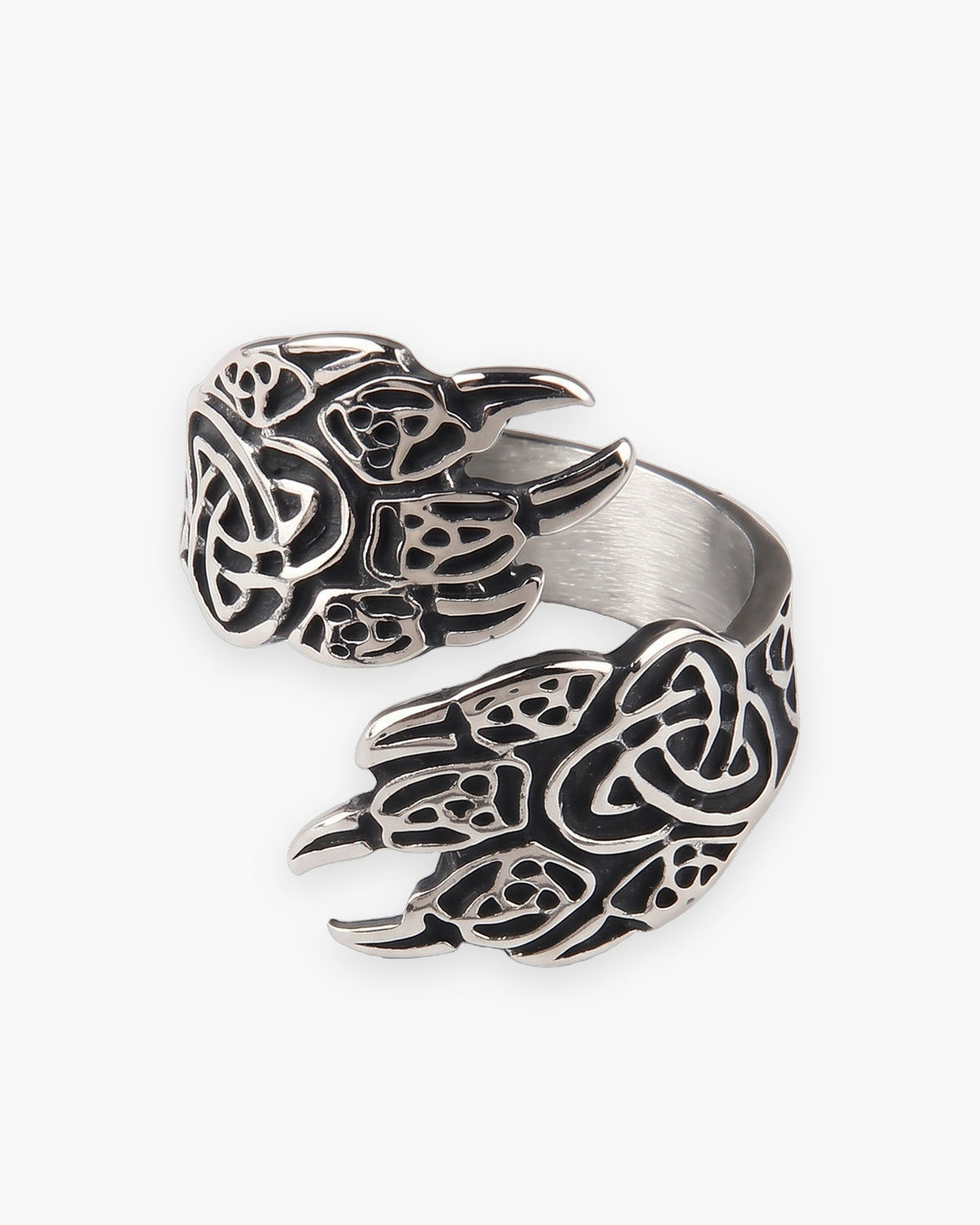 Atlas Norse claw adjustable ring in silver-tone stainless steel [c:silver]