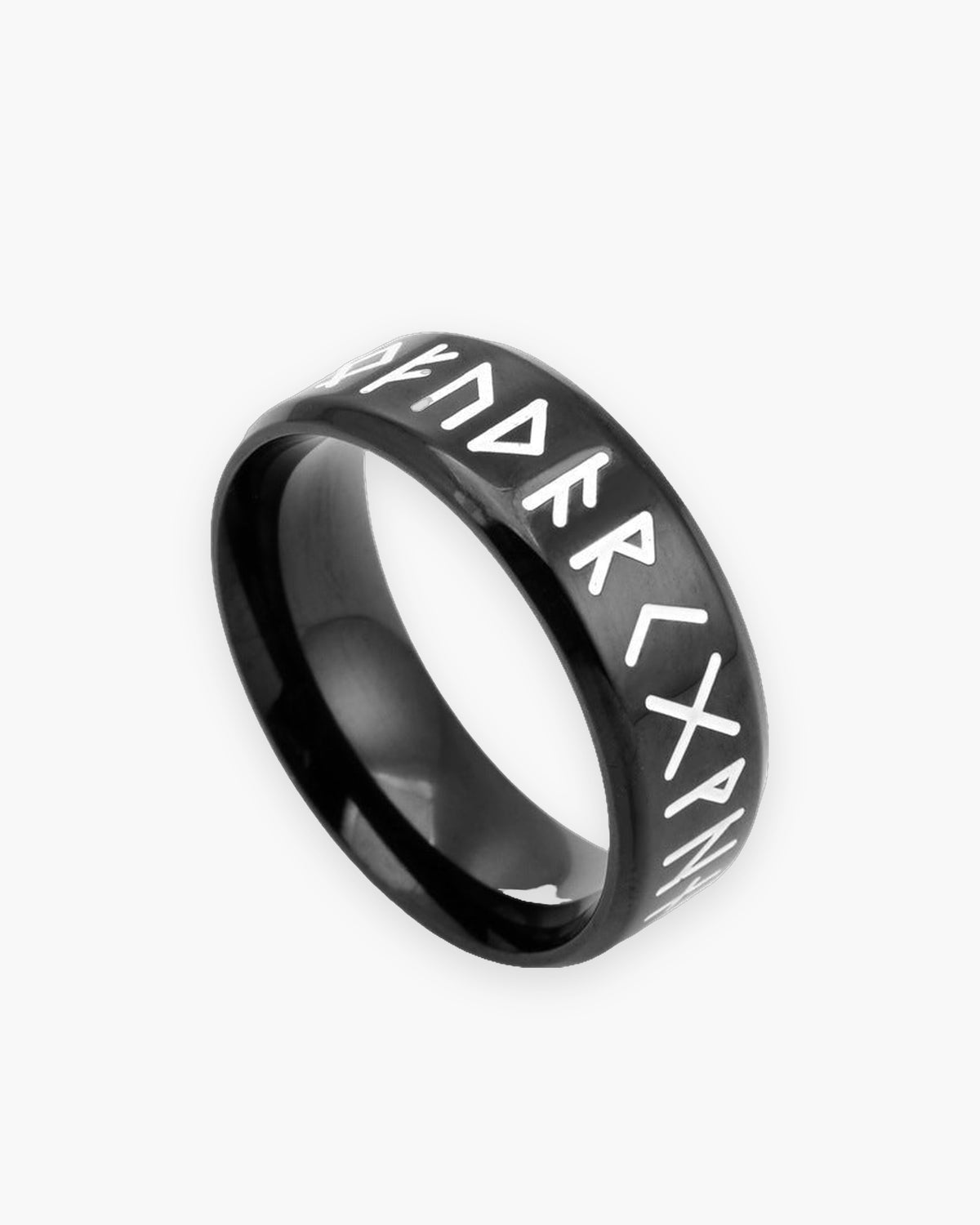 Atlas Norse rune band ring in black stainless steel [c:black]