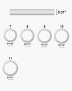 Atlas ring sizes US 7 to 11 with inner diameters and the 0.31 inch band width [u:in]