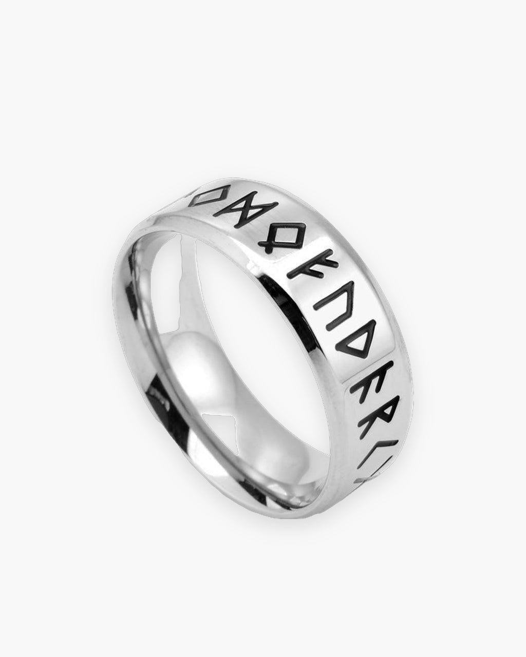 Atlas Norse rune band ring in silver stainless steel [c:silver]