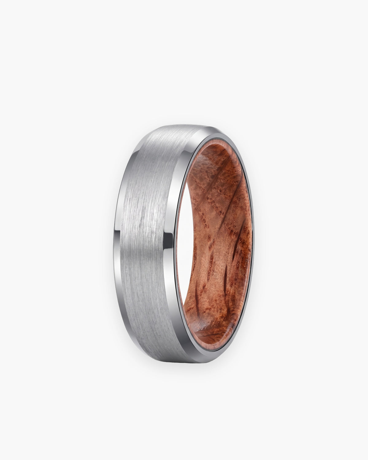 Atlas Oak Wood Inlay Ring in silver-tone [c:silver]