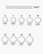 Atlas Oak Wood Inlay Ring ring sizes 6 to 15 with inner diameters 0.65 to 0.94 inch [u:in]