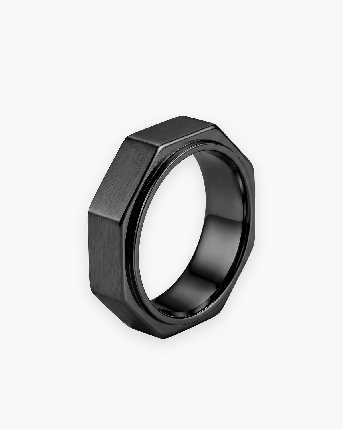 Atlas octagon ring in black stainless steel [c:black]