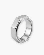 Atlas octagon ring in silver-tone stainless steel [c:silver]