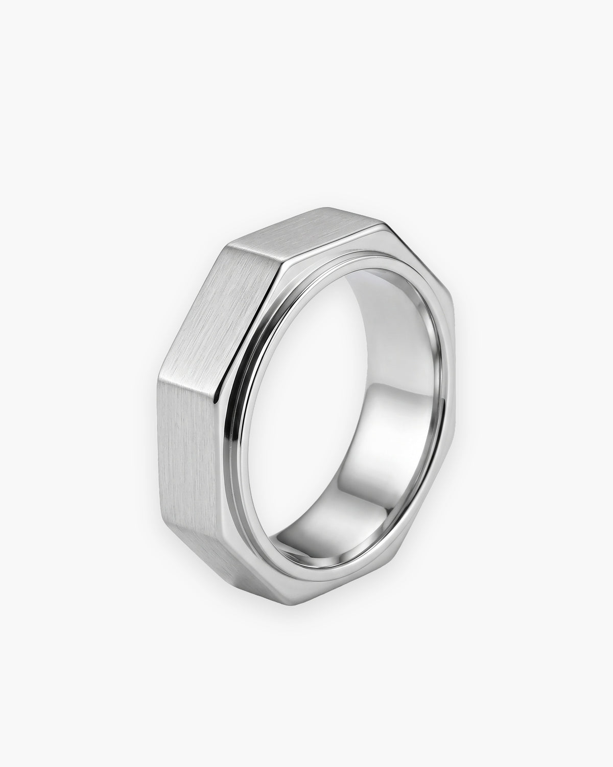 Atlas octagon ring in silver-tone stainless steel [c:silver]