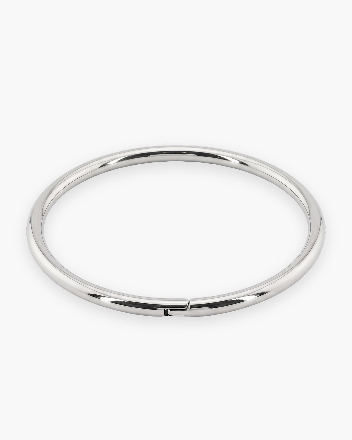 Atlas oval hinged bangle bracelet in silver-tone stainless steel [c:silver]