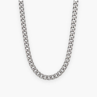 Men's Silver Curb Link Chain in Stainless Steel