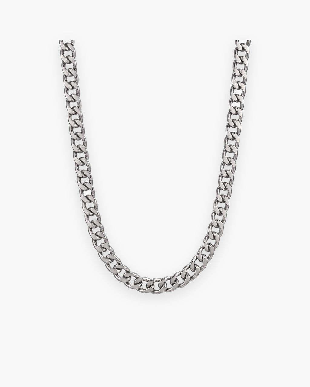 Atlas polished curb link chain in silver-tone stainless steel [c:silver]
