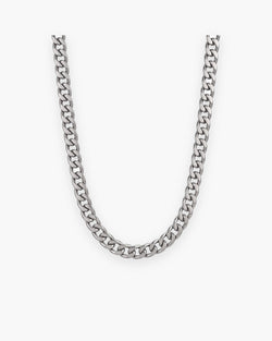 Atlas polished curb link chain in silver-tone stainless steel [c:silver]