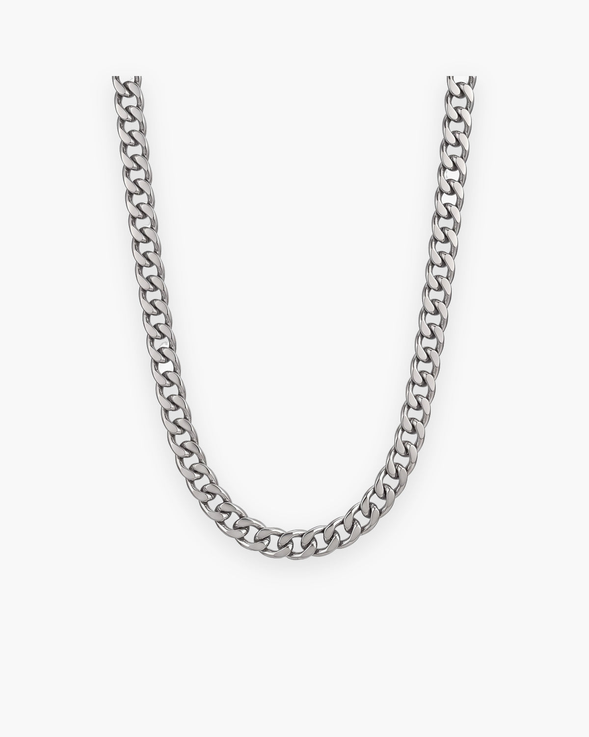 Atlas polished curb link chain in silver-tone stainless steel [c:silver]