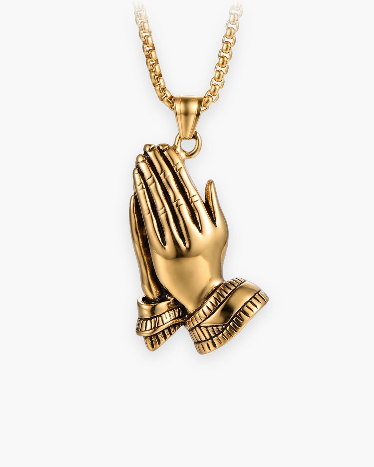 Atlas praying hands pendant necklace in gold-tone stainless steel [c:gold]