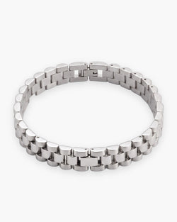 Atlas president link bracelet in silver-tone stainless steel [c:silver]
