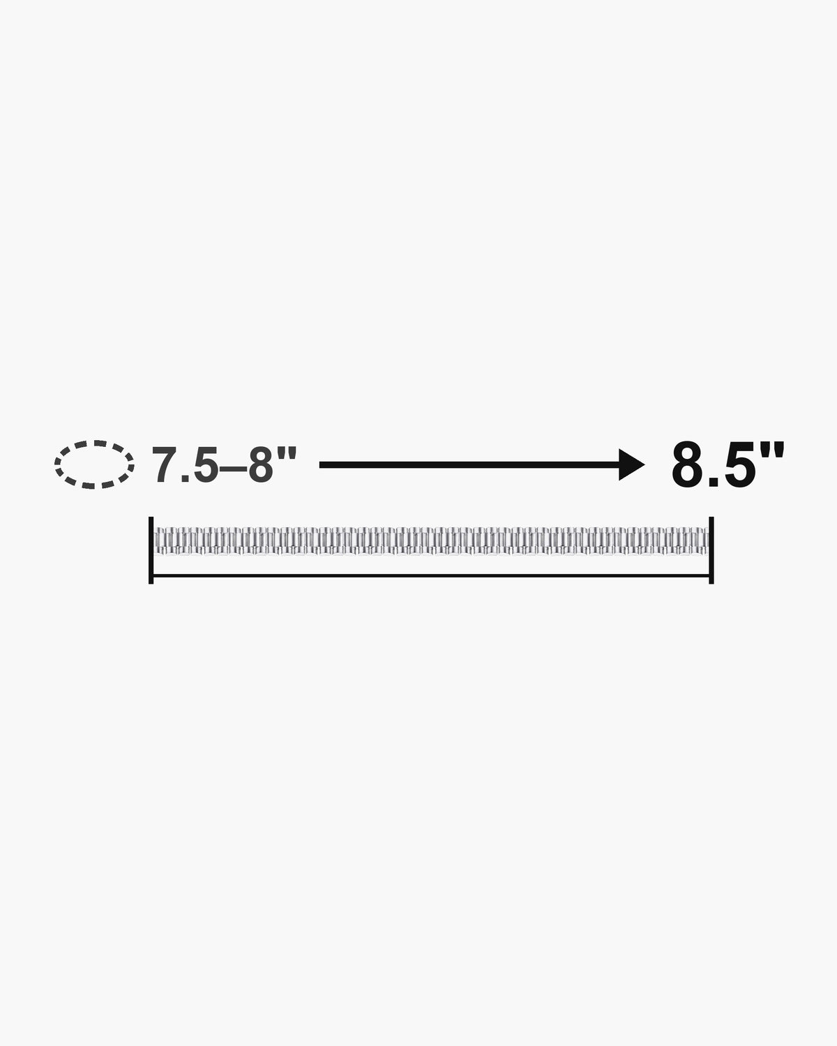 Atlas President link bracelet length 8.5 inches with matching wrist size [u:in]