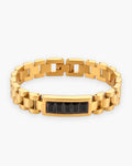 Atlas president link inlay bracelet in gold-tone with black stones stainless steel [c:black]