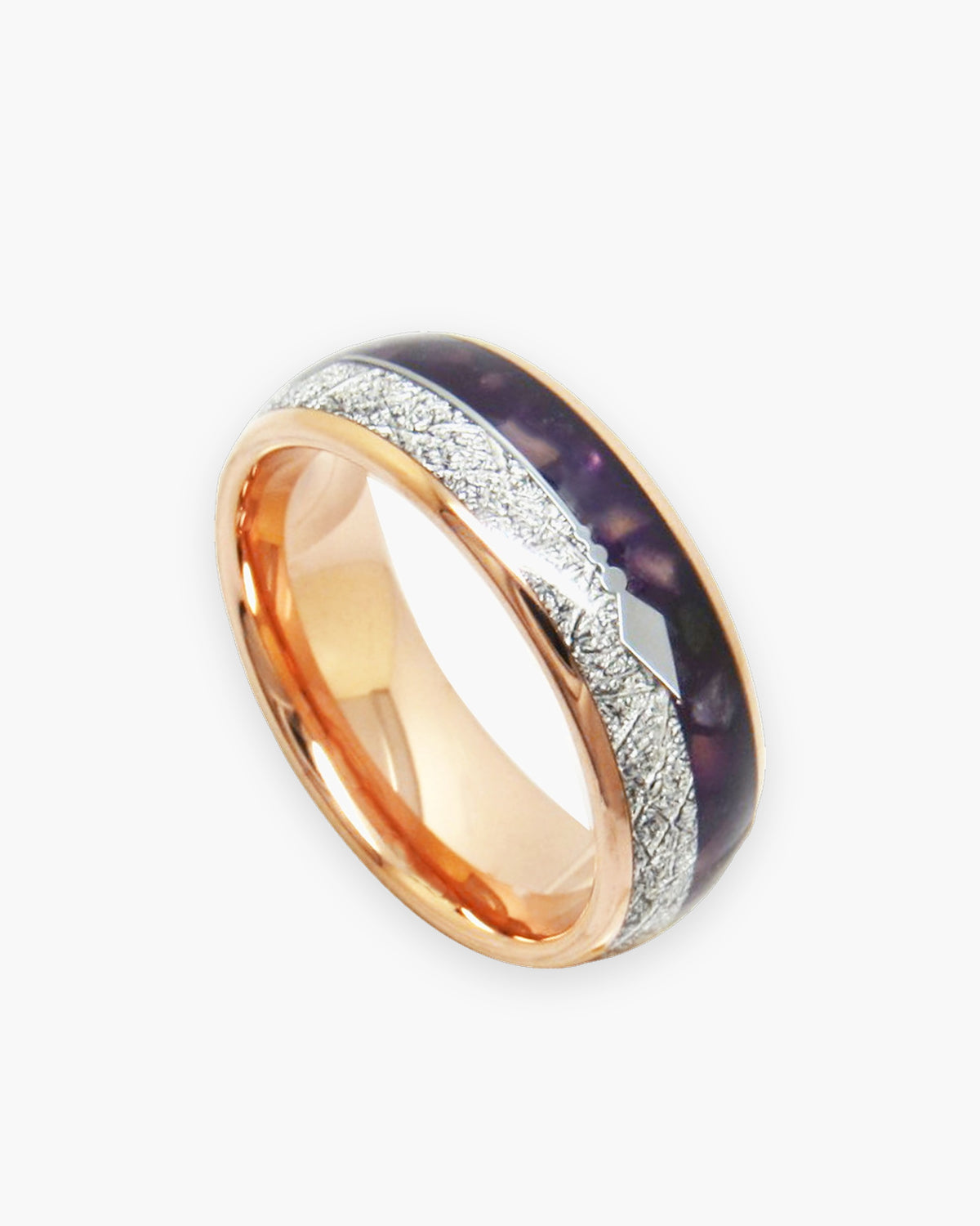 Atlas purple lapis inlay ring in rose gold-tone tungsten carbide, 6 mm wide [c:rosegold]