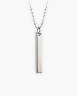 Atlas rectangular bar pendant necklace in silver-tone titanium steel [c:silver]