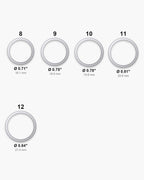 Atlas ring sizes 8 to 12 with inner diameters from 0.71 to 0.84 inch [u:in]